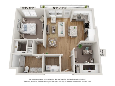 Floor plan image of A4, 1-bedroom apartment